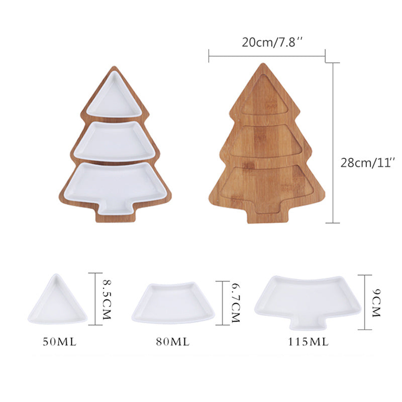 4Pcs Christmas Tree Ceramic Plates